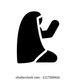 Muslim Woman Praying icon. Trendy Muslim Woman Praying logo concept on white background from Religion collection. Suitable for use on web apps, mobile apps and print media.