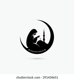 Muslim woman praying symbol - vector illustration 