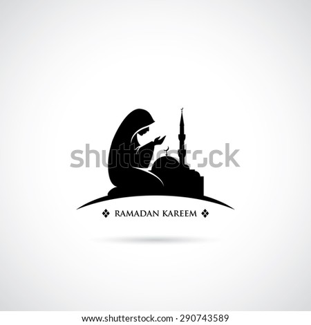 Muslim woman praying symbol - vector illustration
