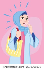 Muslim woman with suprising face
