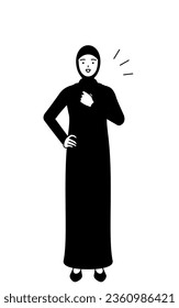 Muslim Woman tapping her chest, Vector Illustration