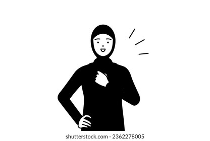 Muslim Woman tapping her chest, Vector Illustration