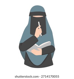 Muslim Woman Thinking While Reading