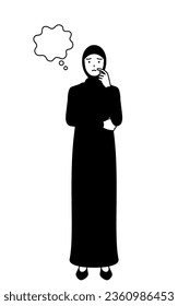 Muslimische Frauen denken, während sie ihr Gesicht kratzen, Vektorgrafik