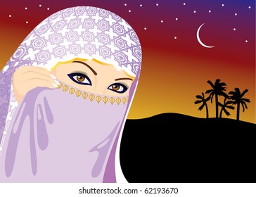 Muslim Woman. Vector image.