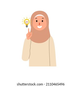 Muslim Woman wear hijab shows a gesture of a great idea