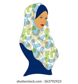 Muslim woman wearing a hijab. Islamic traditional clothes.  Eastern Women's Clothing. Arab headscarf. fashion east. 