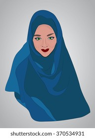 Muslim woman wearing a hijab. Islamic traditional clothes.  Eastern Women's Clothing. Arab headscarf. fashion east. 