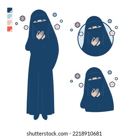 A muslim woman wearing a niqab with Rest images.It's vector art so it's easy to edit.