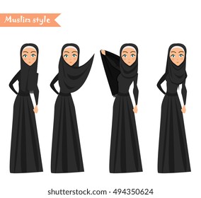 Muslim woman wears hijab, instructions on how to wear hijab