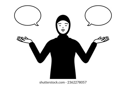 Muslim Woman with wipeout and comparison, Vector Illustration