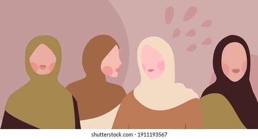Muslim woman. Women empowerment movement. International women's day graphic in vector.