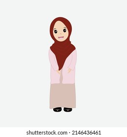 Muslim women cartoon vector illustration. Women wearing veil.