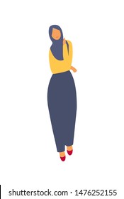 Muslim women character is happy and smiling. Muslim young woman wearing hijab.