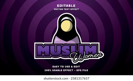 muslim women editable text effect with modern and simple style