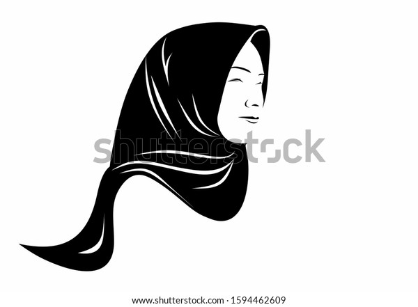 Muslim Women Hijab Silhouette Viewed Side Stock Vector (Royalty Free