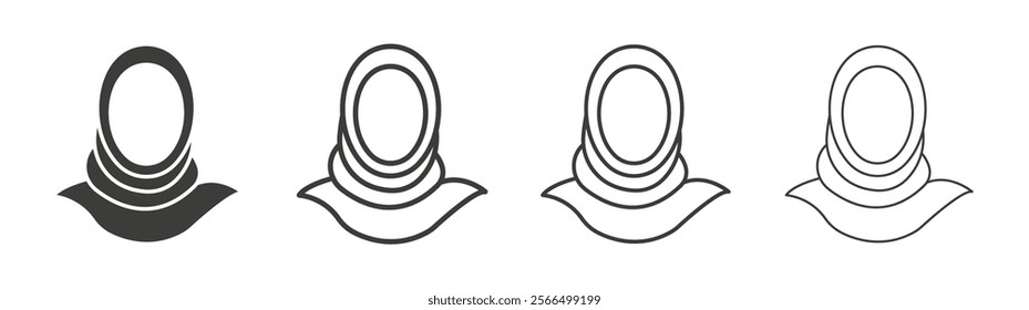 Muslim women icon flat and linear vector illustration on white background.