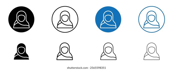 Muslim women icons in black and blue colors
