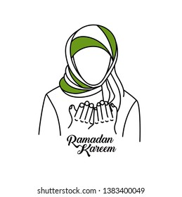 Muslim women praying, vector illustration.