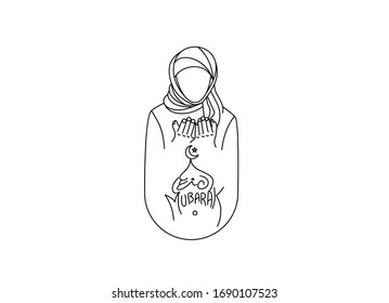 Muslim women praying, vector illustration.
