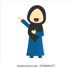 Muslim Women Presentation Pose Vector