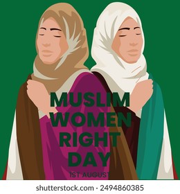 Muslim Women Rights Day 1st august, muslin women vector illustration, women rights. 1 AUGUST. EPS FILE.