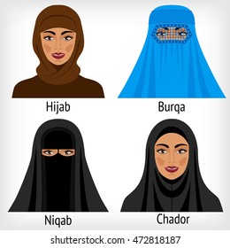 Muslim women in traditional headwear. vector illustration - eps 8