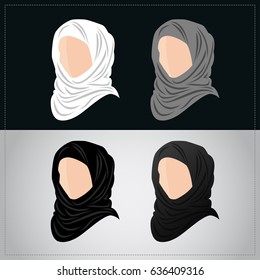 Muslim Women Wearing Hijab Set. Avatar Icon Vector