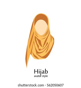 Muslim women wearing orange hijab. Avatar icon