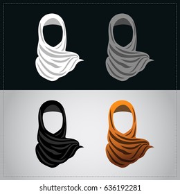 Muslim women wearing orange hijab. Avatar icon