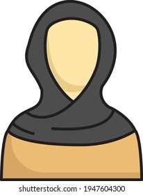 Muslim women wearing veil Vector color Icon Design, Arab culture and traditions Symbol, Islamic and Muslim fasting Sign, Arabic Women Wearing Hijab Concept, Ramadan and Eid al Fitr stock illustration