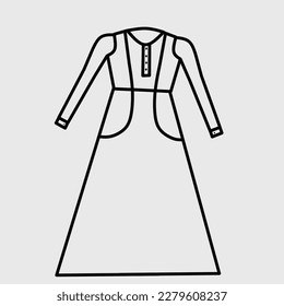 Muslim women's robe clothing flat sketch template. Muslim fashion, Muslim women's clothing design, You can use it as a base in your collection, coloring it however you want and placing your print