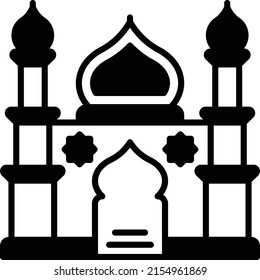 Muslim worship place facade Vector Icon Design, Eid al-Adha or Eid-ul-Kabir Symbol, Hajj Sign, Muslims religious Festival Stock illustration, Jamia Masjid Concept, 