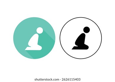 Ícones de vetor de adoração muçulmana, ícone de oração muçulmana vetor, namaz flat icon pack, culto muçulmano pose vetor
