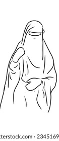Muslimah drawn style vector illutration. Muslimah sketch vector.