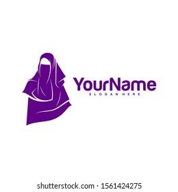 Muslimah Hijab Logo Design Vector. Hijab Logo Template. Icon Symbol. Illustration