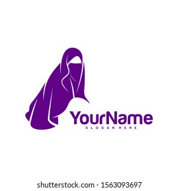 Muslimah Hijab Logo Design Vector. Hijab Logo Template. Icon Symbol. Illustration