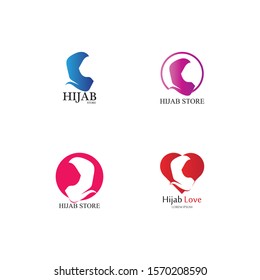 muslimah hijab logo template vector illustration design-vector