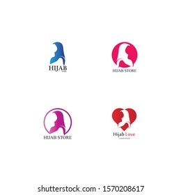 muslimah hijab logo template vector illustration design-vector