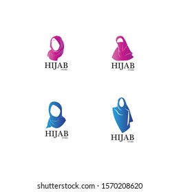 muslimah hijab logo template vector illustration design-vector
