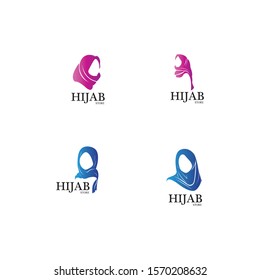 muslimah hijab logo template vector illustration design-vector