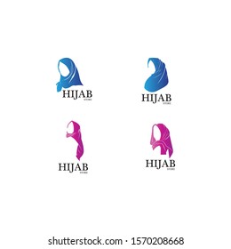 muslimah hijab logo template vector illustration design-vector