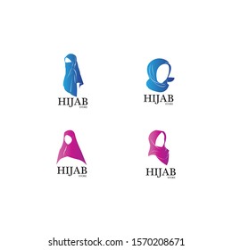 muslimah hijab logo template vector illustration design-vector
