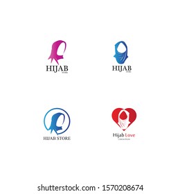 muslimah hijab logo template vector illustration design-vector