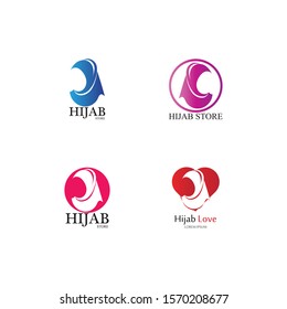 muslimah hijab logo template vector illustration design-vector