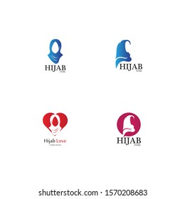 muslimah hijab logo template vector illustration design-vector