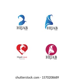 muslimah hijab logo template vector illustration design-vector