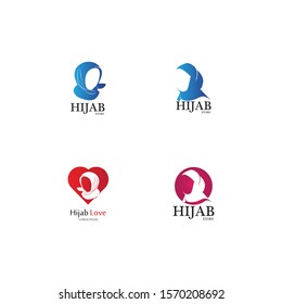 muslimah hijab logo template vector illustration design-vector