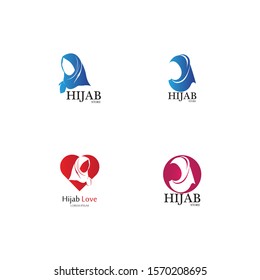 muslimah hijab logo template vector illustration design-vector
