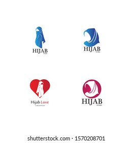 muslimah hijab logo template vector illustration design-vector